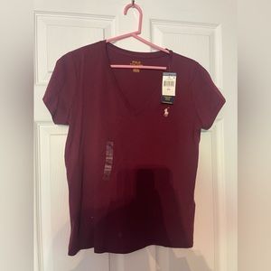 Polo Ralph Lauren maroon v neck shirt